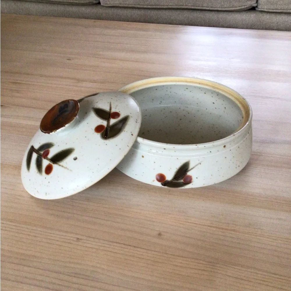 Vintage Otagiri Donabe Lidded Pot Dish Japanese Stoneware Cover Speckled